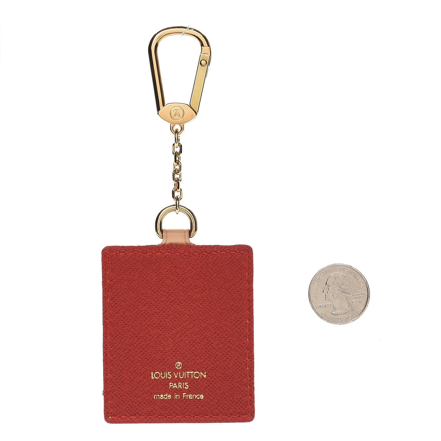 Vachetta Groom Key Ring Bag Charm Red