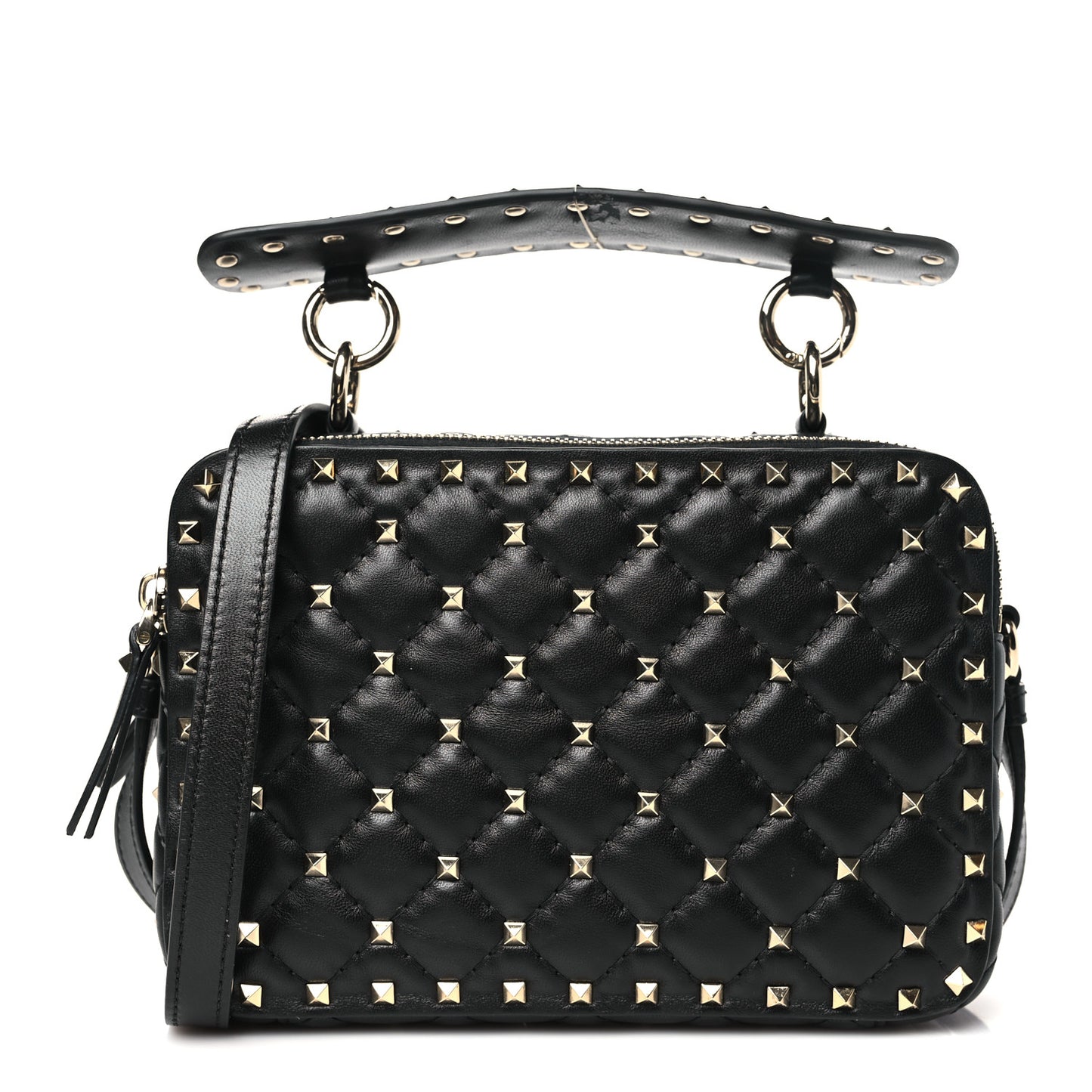 Nappa Rockstud Spike Shoulder Bag Black