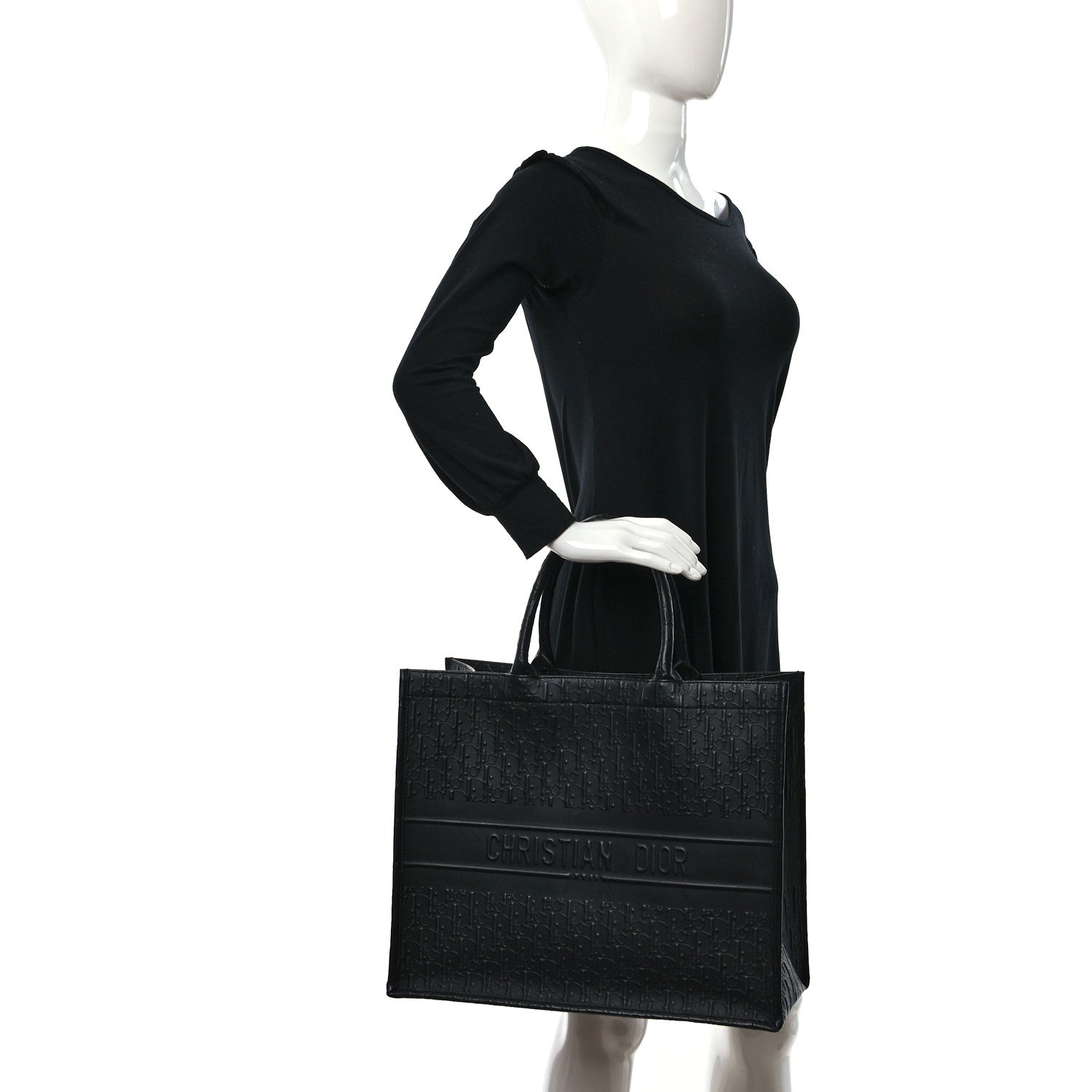 Christian Dior Oblique Calfskin Embossed Large Book Tote Black 2 of 8