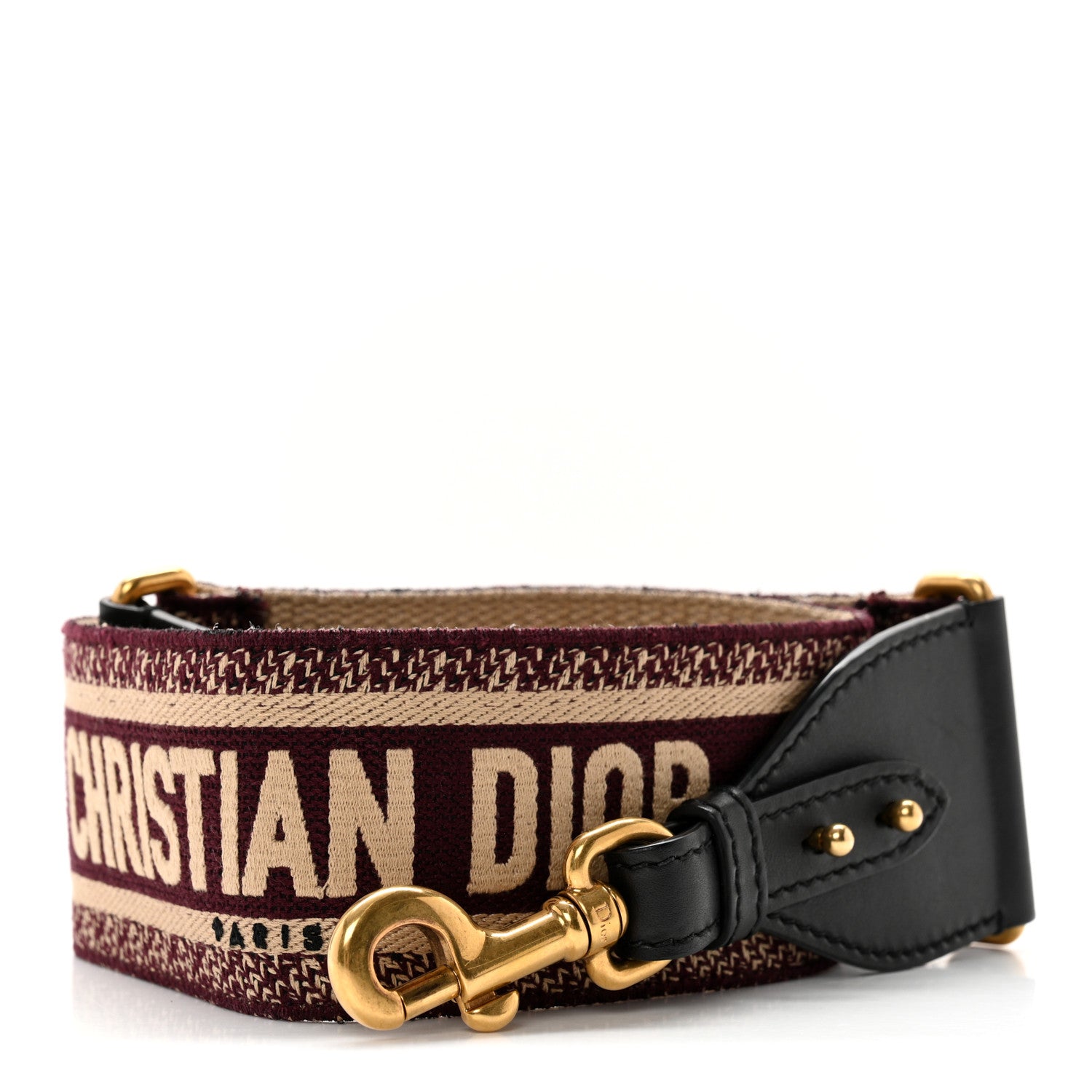 Christian Dior Canvas Embroidered Shoulder Strap Burgundy 2 of 6