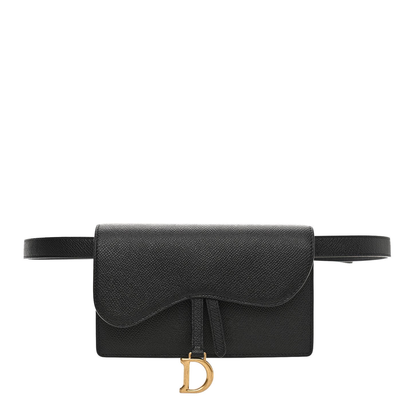 Grained Calfskin Saddle Belt Bag Black