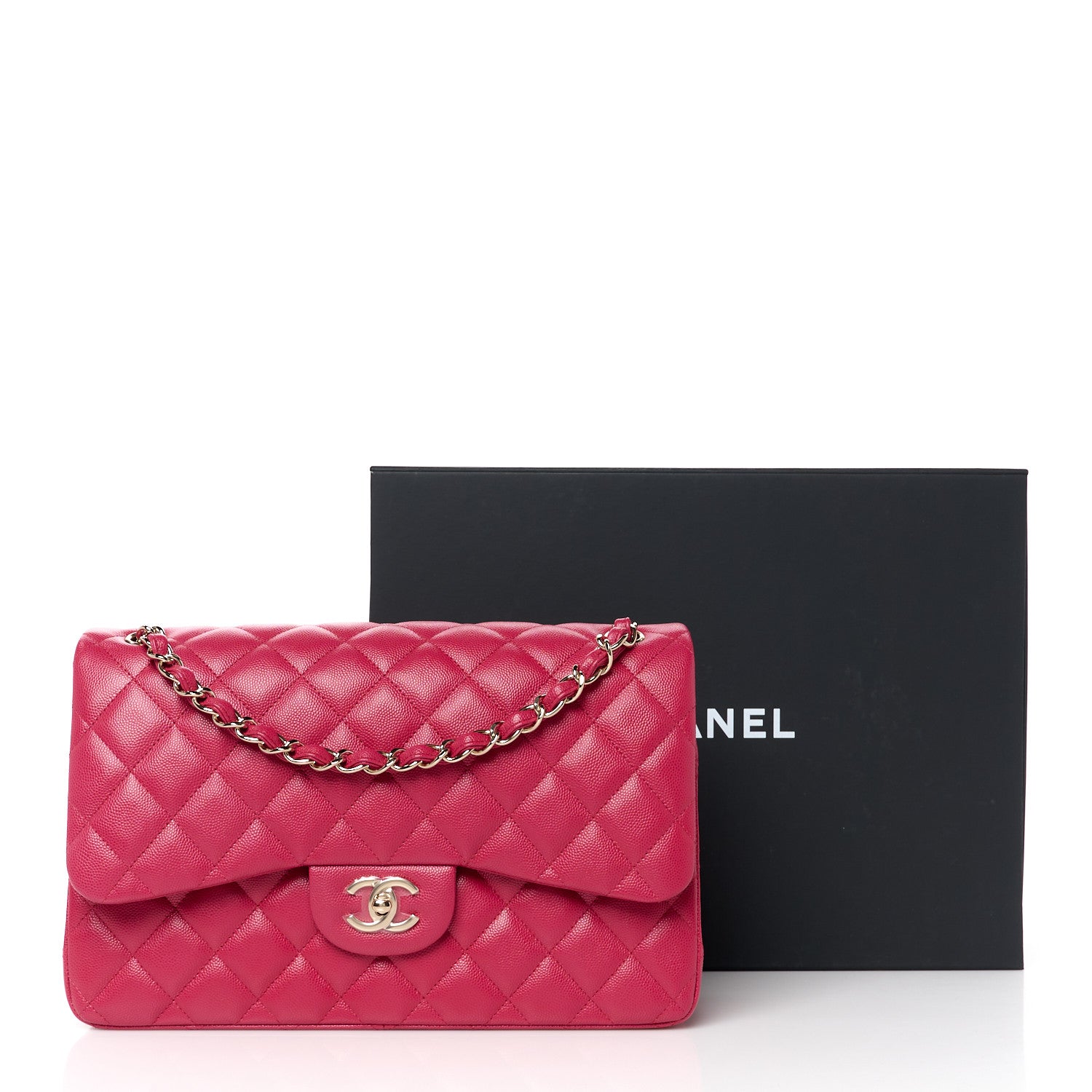 Chanel Caviar Quilted Jumbo Double Flap Dark Pink 12 of 12