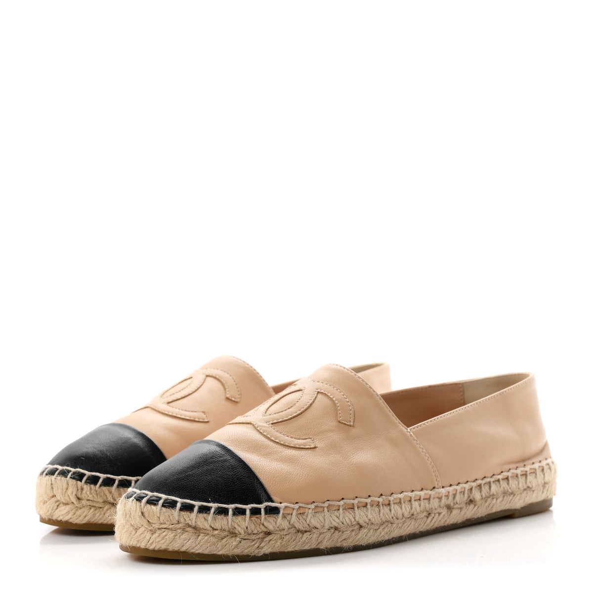 Chanel Lambskin CC Espadrilles 40 Beige Black 4 of 9