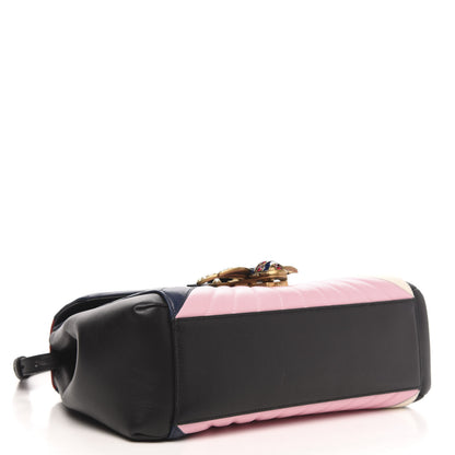 Gucci Calfskin Bamboo Trapuntata Queen Margaret Top Handle Bag Blue Agata Hibiscus Red Mystic White Sugar Pink 4 of 11