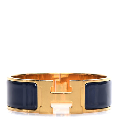 Hermes Enamel Wide Clic Clac H Bracelet GM Indigo 1 of 7