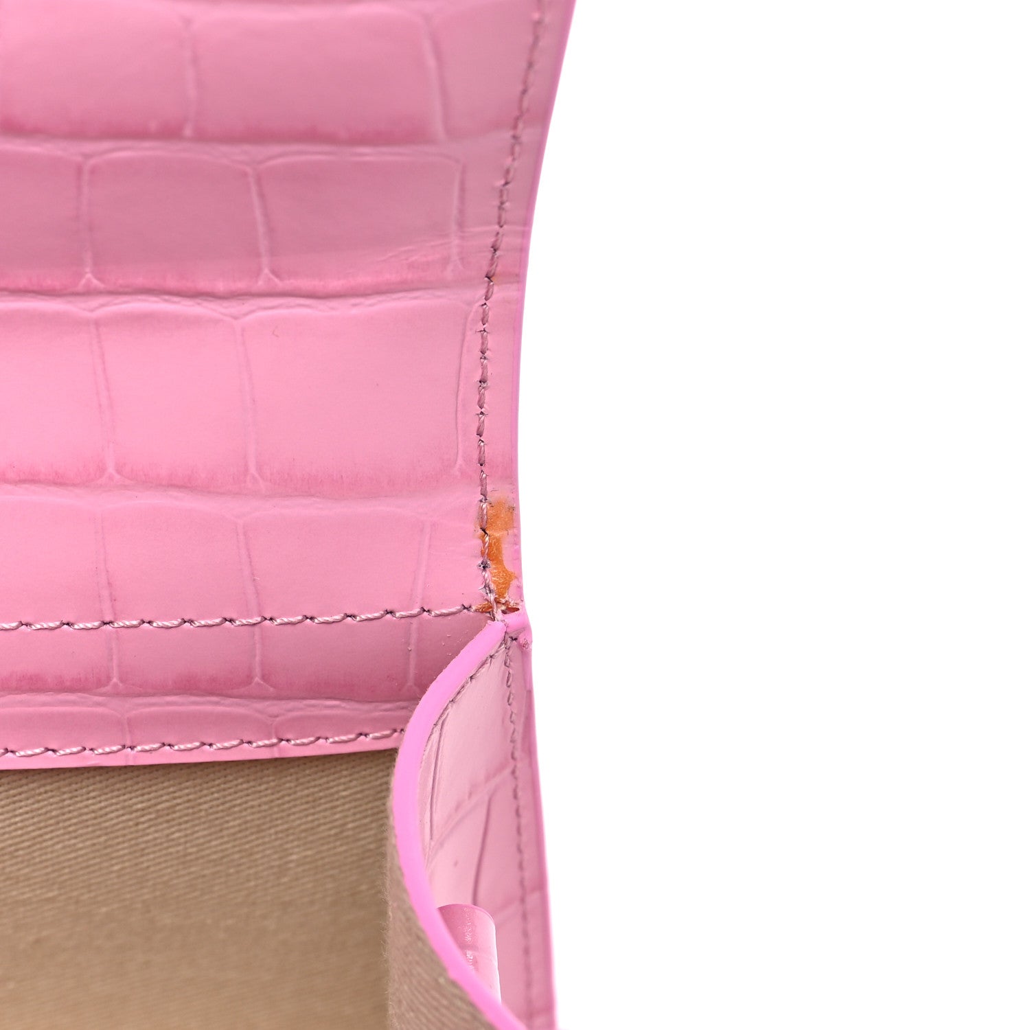 Jacquemus Calfskin Crocodile Embossed Le Bambino Pink 9 of 9