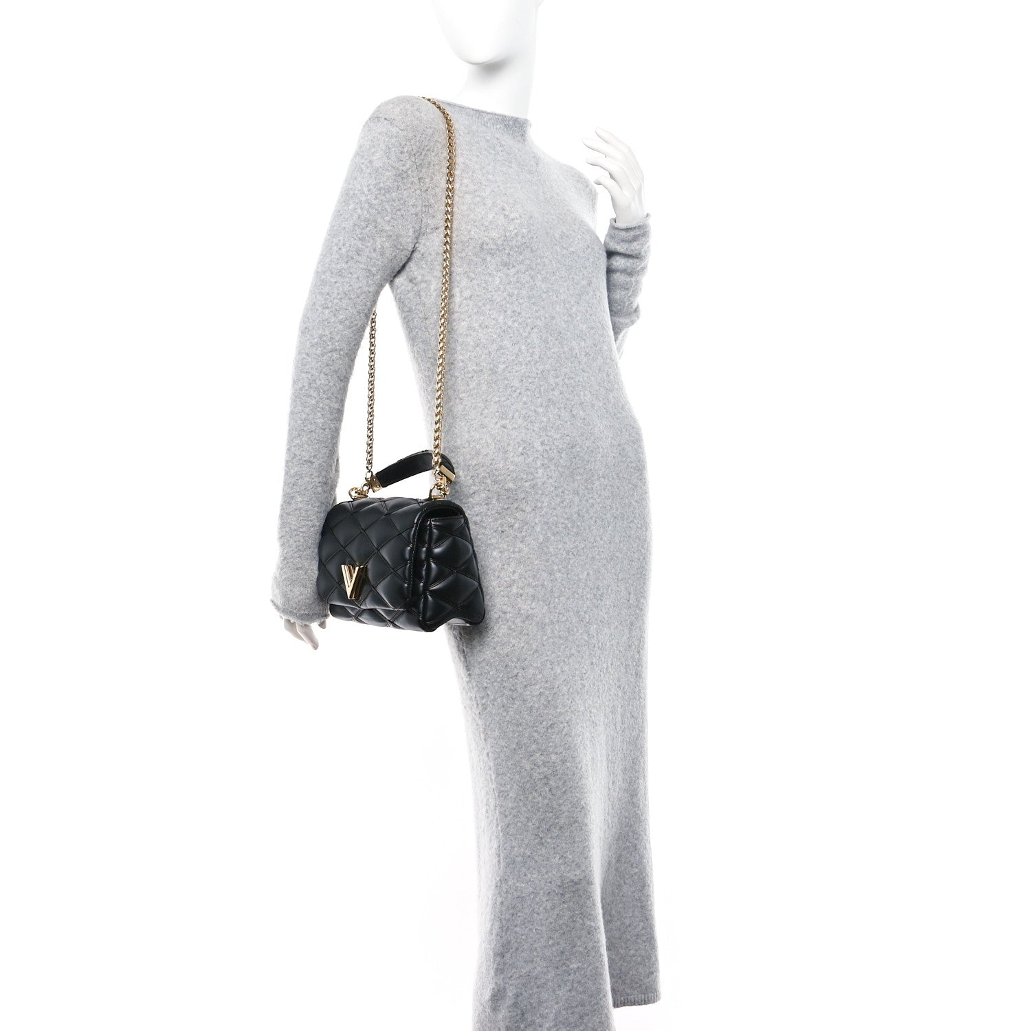 Louis Vuitton Lambskin Malletage Top Handle GO-14 MM Black 2 of 10