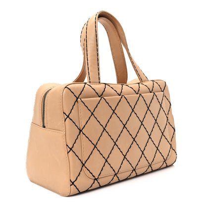 Chanel Calfskin Wild Stitch Top Handle Bag Beige 3 of 11