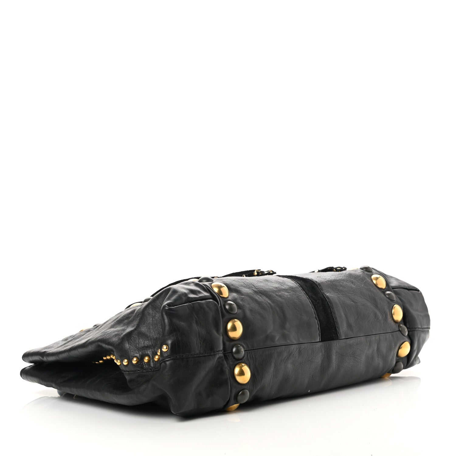 Gucci Calfskin Suede Fringe Large Babouska Tote Black 4 of 10
