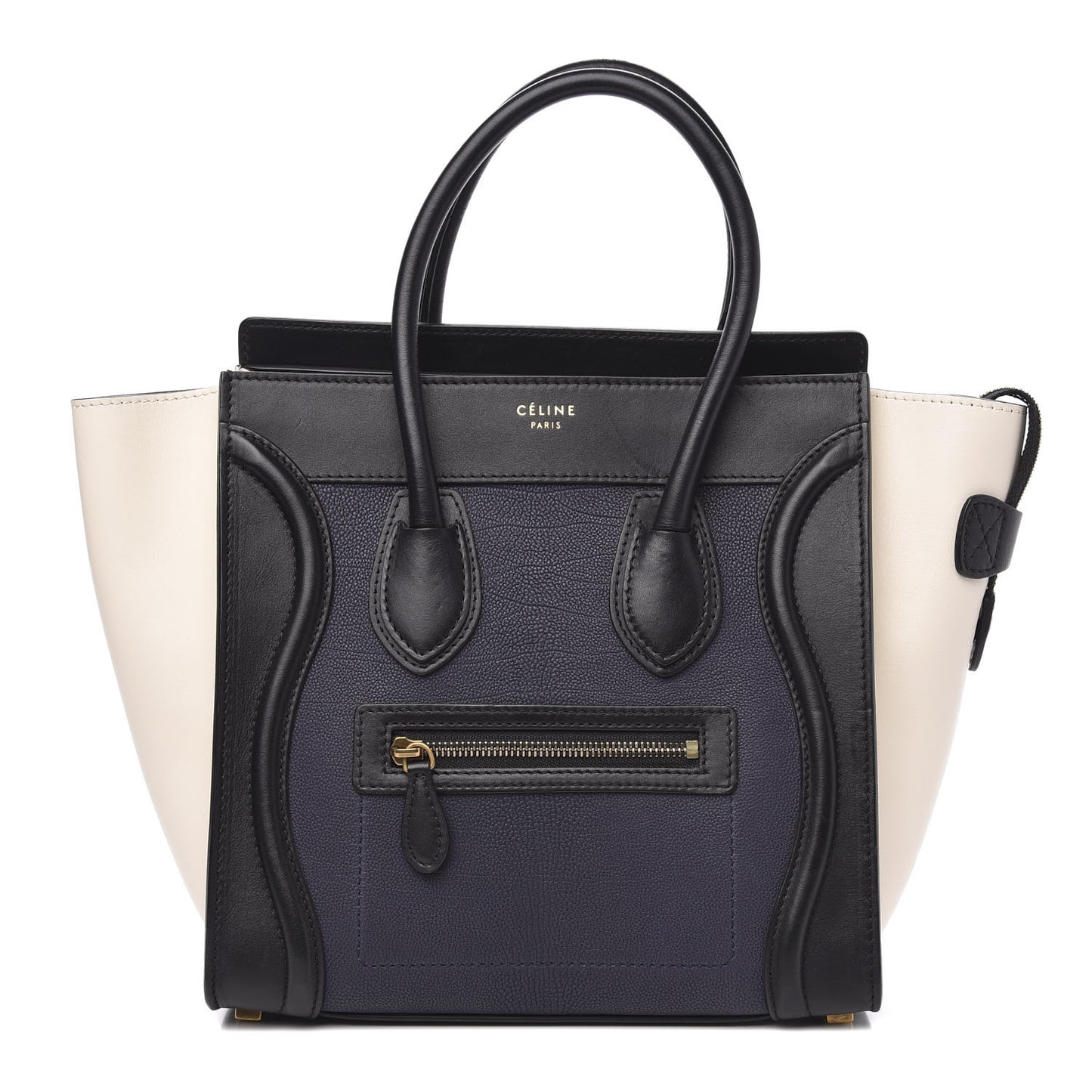 Textured Calfskin Micro Tri-Color Luggage Navy Blue