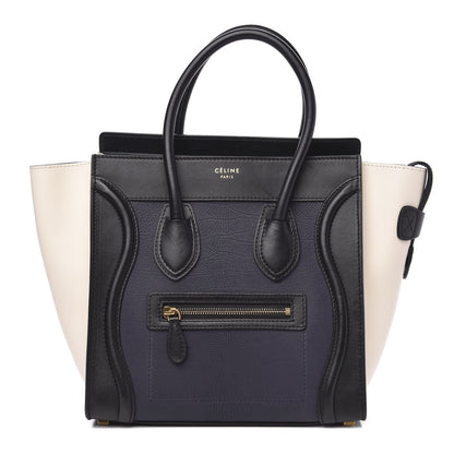Celine Textured Calfskin Micro Tri-Color Luggage Navy Blue 1 of 11