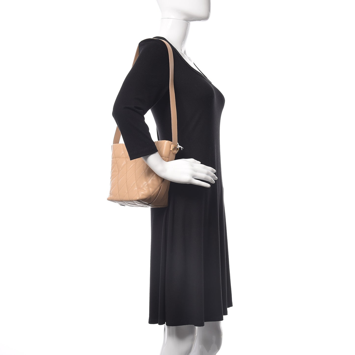 Lambskin Quilted Mini GV Bucket Bag Beige Camel
