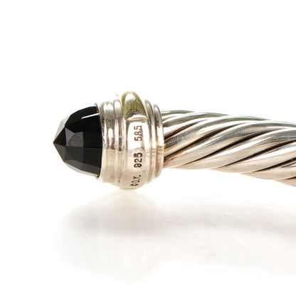 David Yurman Sterling Silver 14K Yellow Gold Black Onyx 7mm Cable Classics Bracelet 5 of 5