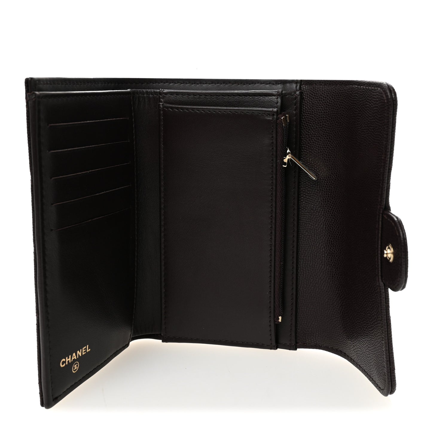 Caviar Quilted Medium Flap Wallet Dark Purple