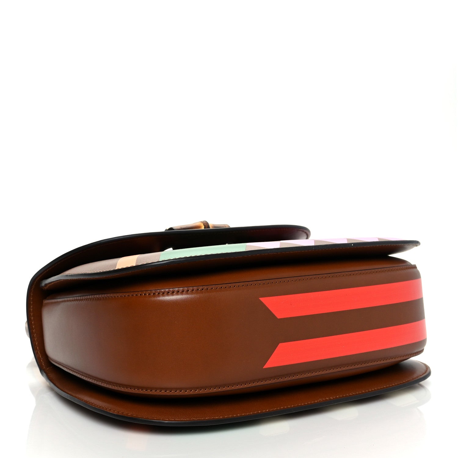 Gucci Calfskin Geometric Print Medium Bamboo 1947 Top Handle Bag Brown 4 of 9