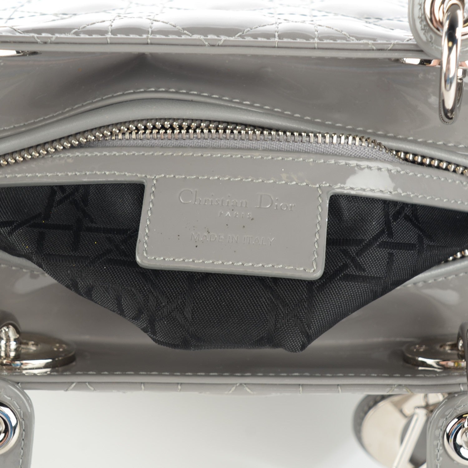 Christian Dior Patent Cannage Medium Lady Dior Grey 6 of 7