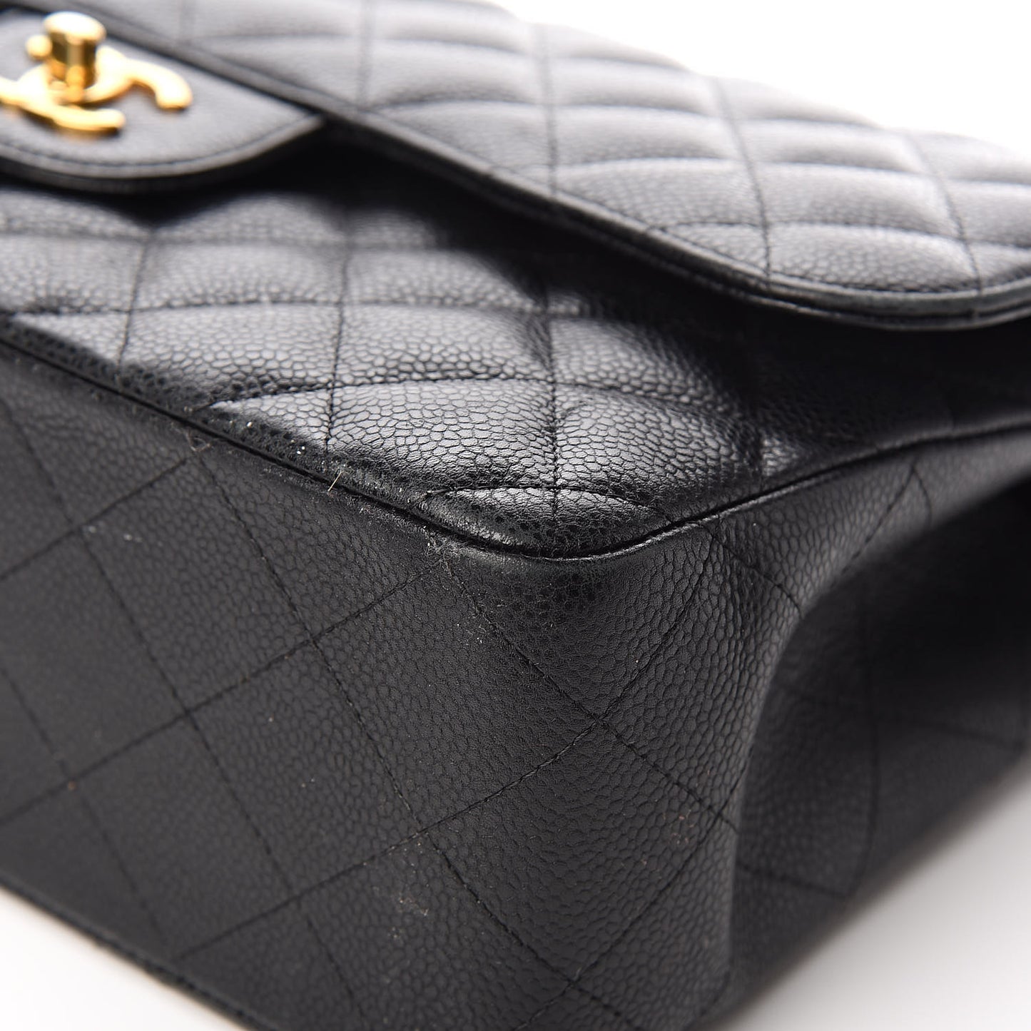 Caviar Quilted Jumbo Double Flap Black