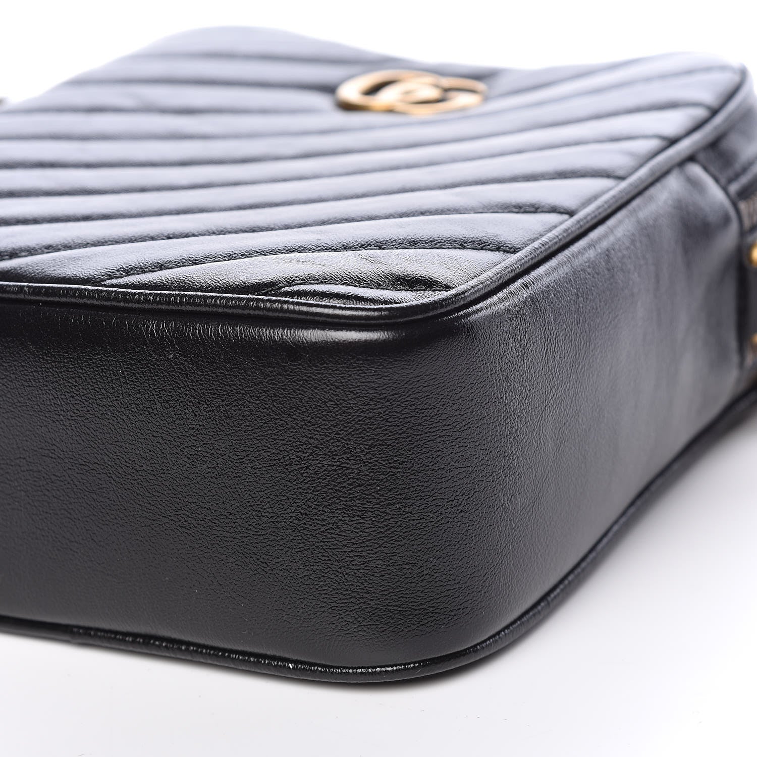 Gucci Azalea Calfskin Matelasse Diagonal Tall GG Marmont Crossbody Bag Black 10 of 11