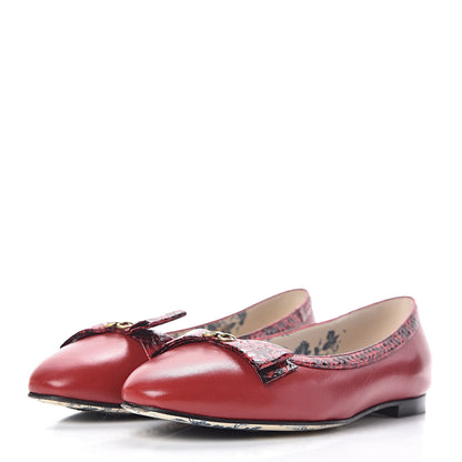 Gucci Malaga Kid Elaphe Yva Ballet Flats 38 Hibiscus Red 3 of 11