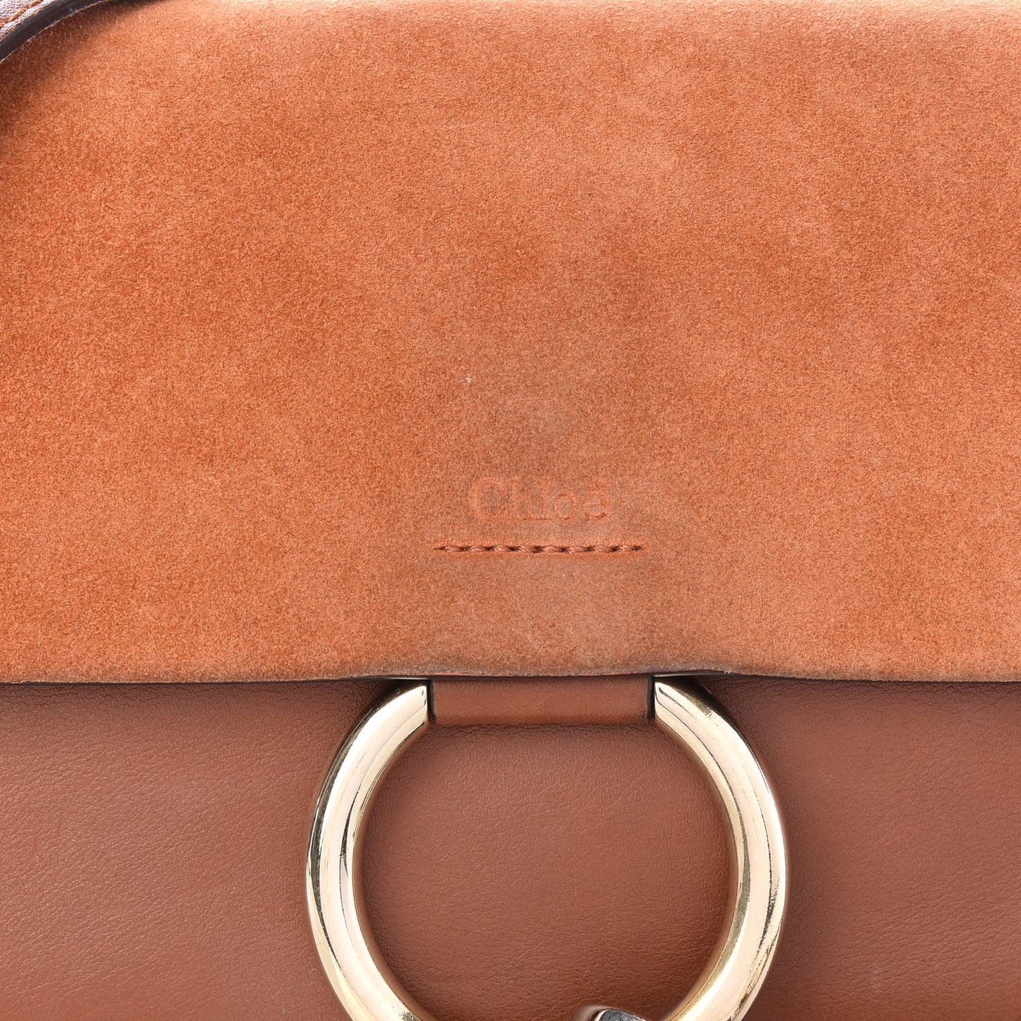 Suede Calfskin Small Faye Shoulder Bag Tobacco