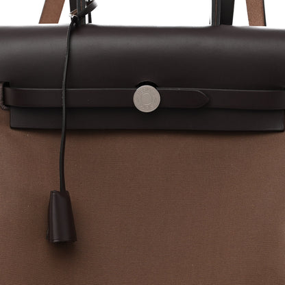 Hermes Military Toile Vache Hunter Herbag a Dos Zip Retourne Backpack Etoupe Ebene 7 of 9
