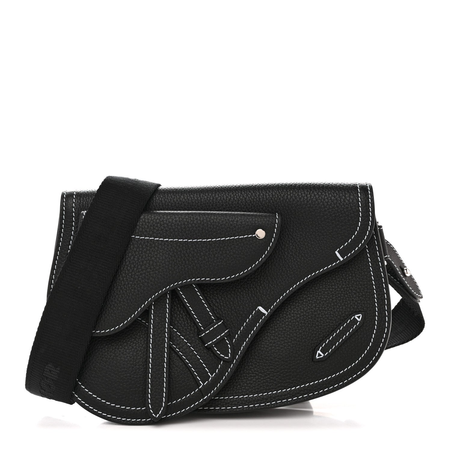 Christian Dior X KAWS Grained Calfskin Saddle Pouch Black 1 of 11