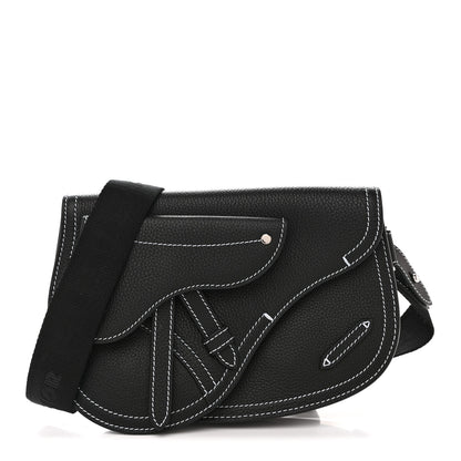 Christian Dior X KAWS Grained Calfskin Saddle Pouch Black 1 of 11