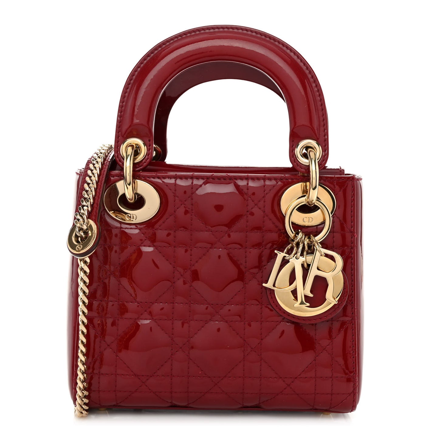 Patent Cannage Mini Lady Dior Red