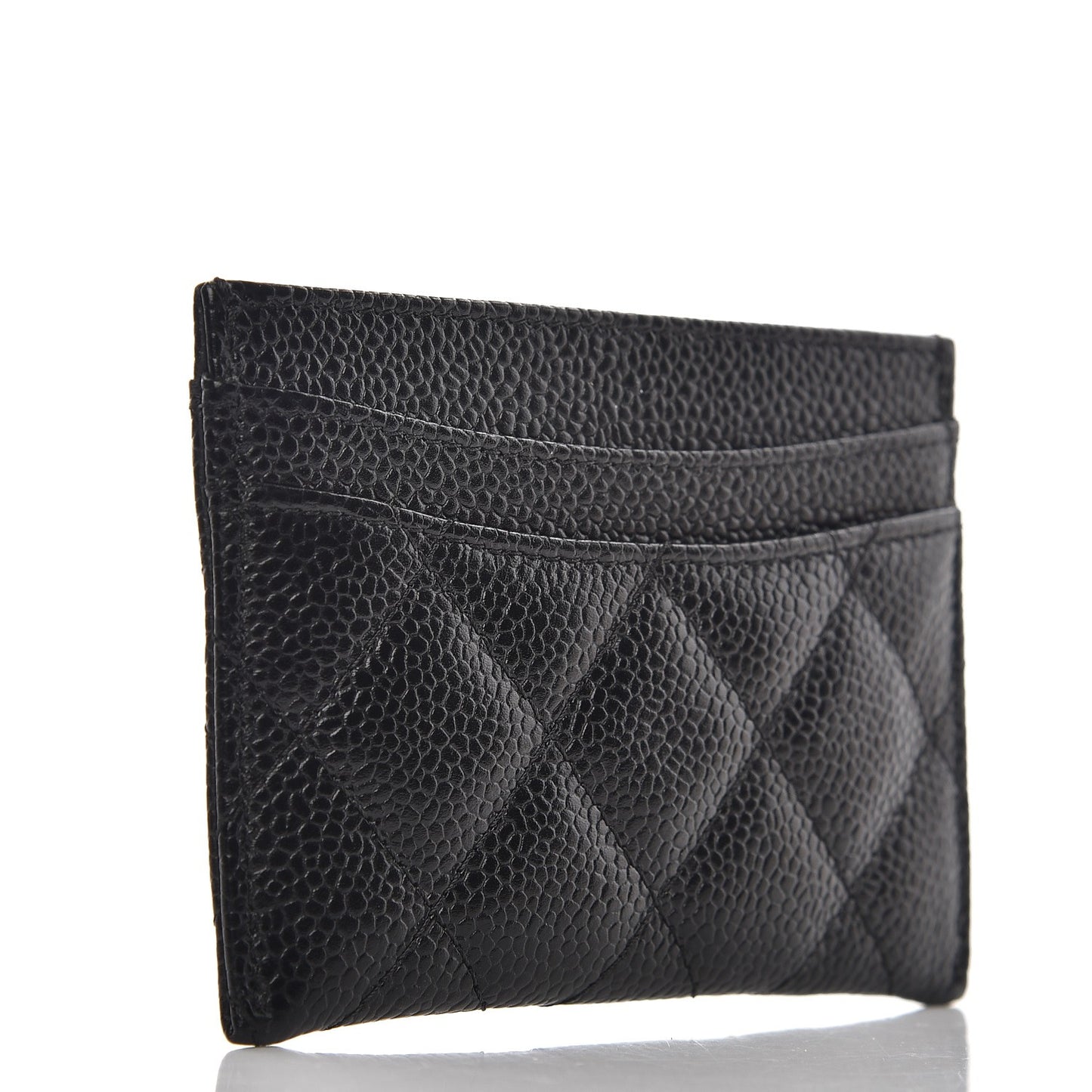 Caviar Quilted Card Holder Black