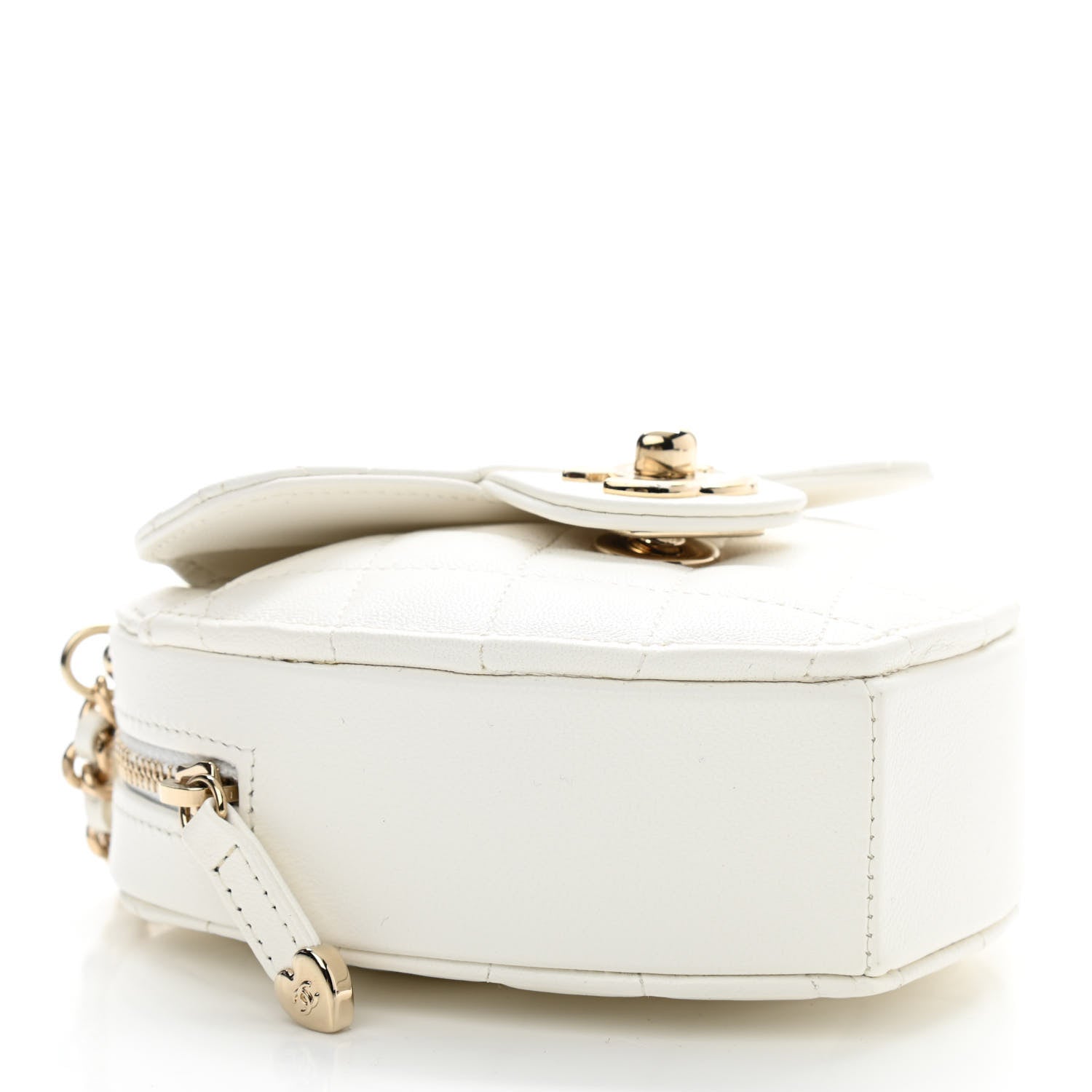 Chanel Lambskin Quilted CC In Love Heart Clutch With Chain White 4 of 10