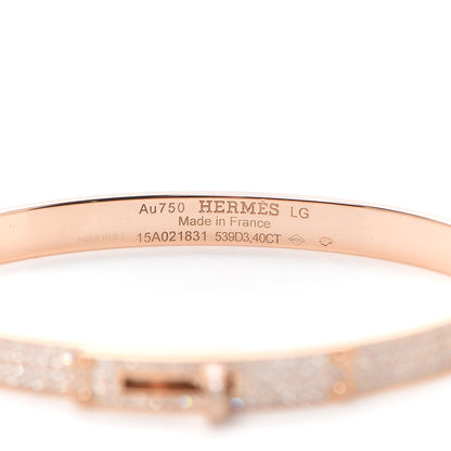 Hermes 18K Rose Gold Diamond PM Kelly Full Pave Bracelet LG 4 of 6
