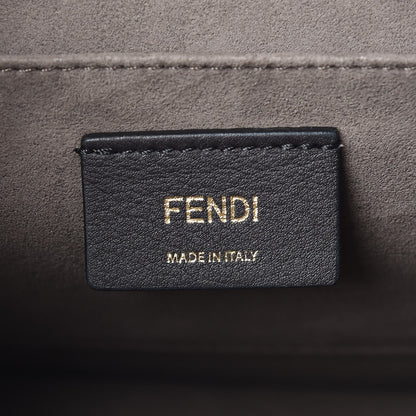 Fendi Vitello Century Raffia Snakeskin F is Fendi FF Woven Embroidered Kan I Shoulder Bag Black Natural 7 of 8