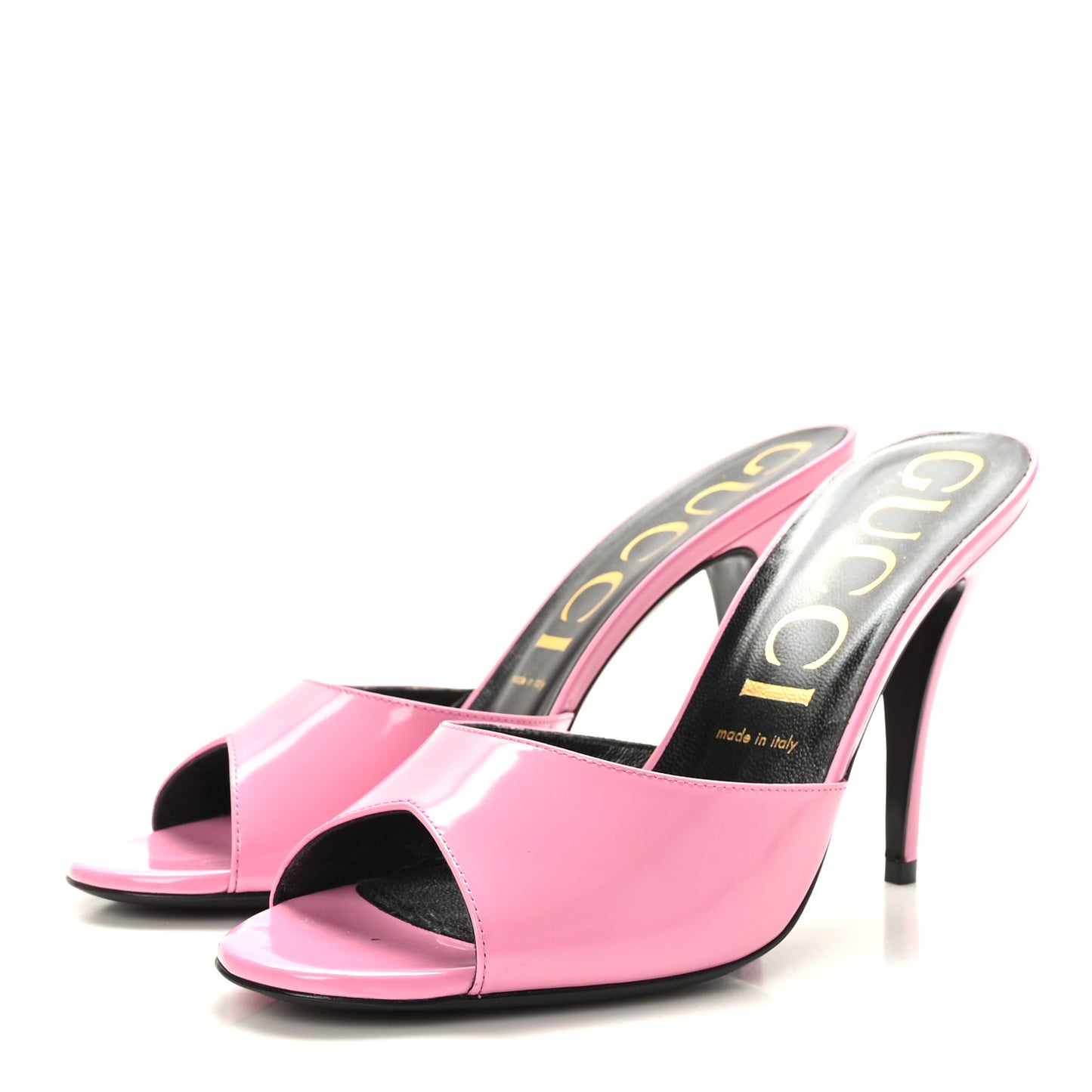 Patent Calfskin High Heel Slides Pink Plexi 40