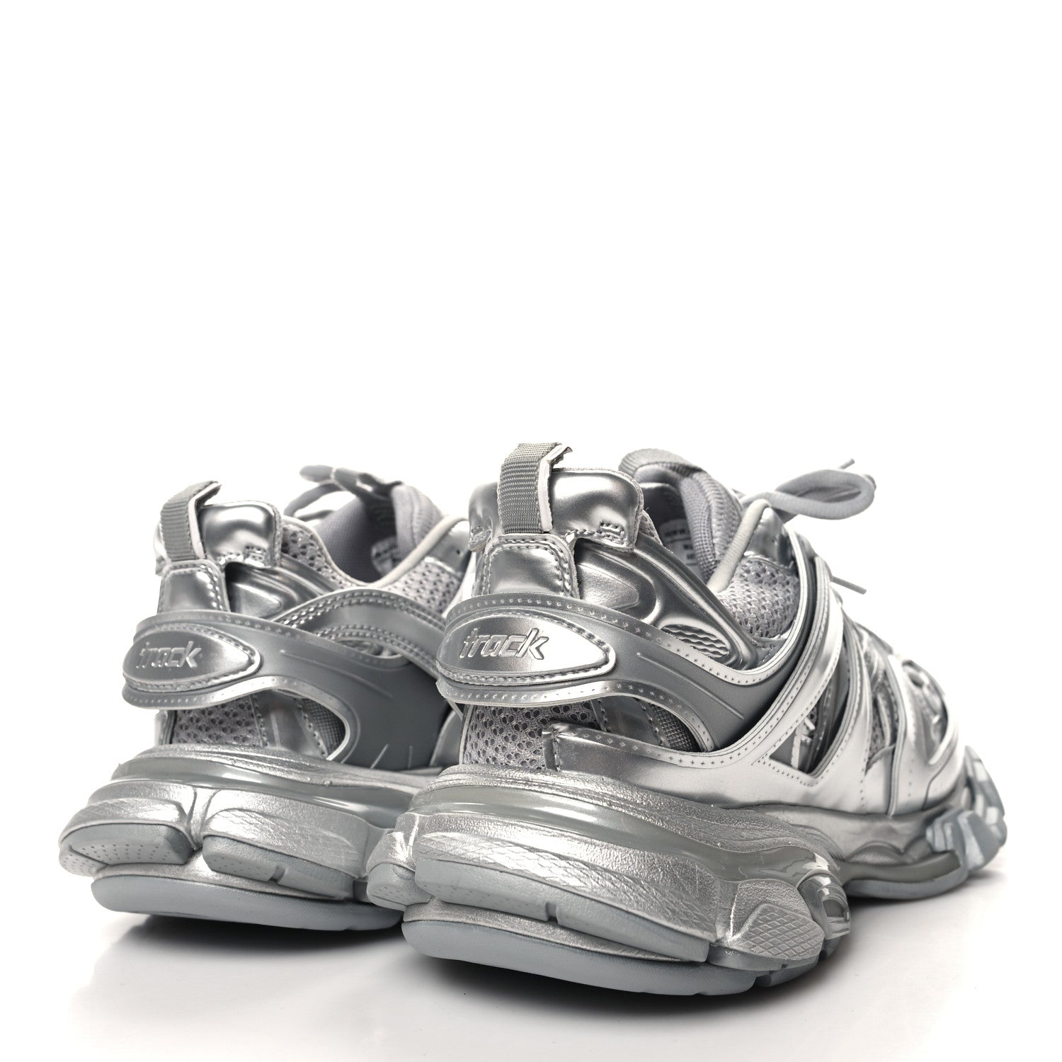 Balenciaga Metallic Calfskin Mesh Nylon Womens Track Sneakers 38 Silver 4 of 8