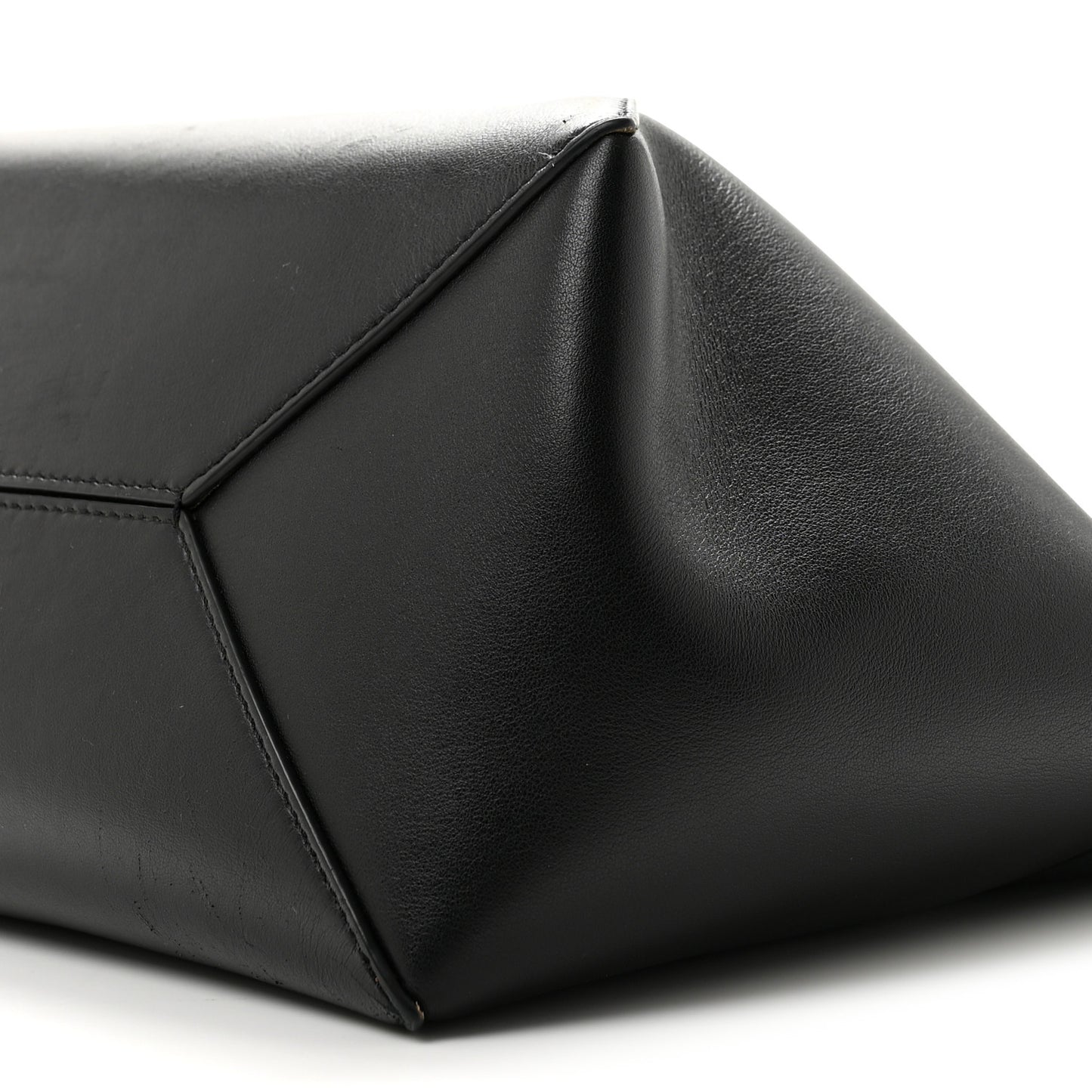 Shiny Calfskin Medium Puzzle Fold Tote Black