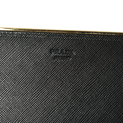 Prada Saffiano Metal Bar Flap Wallet Black 6 of 9