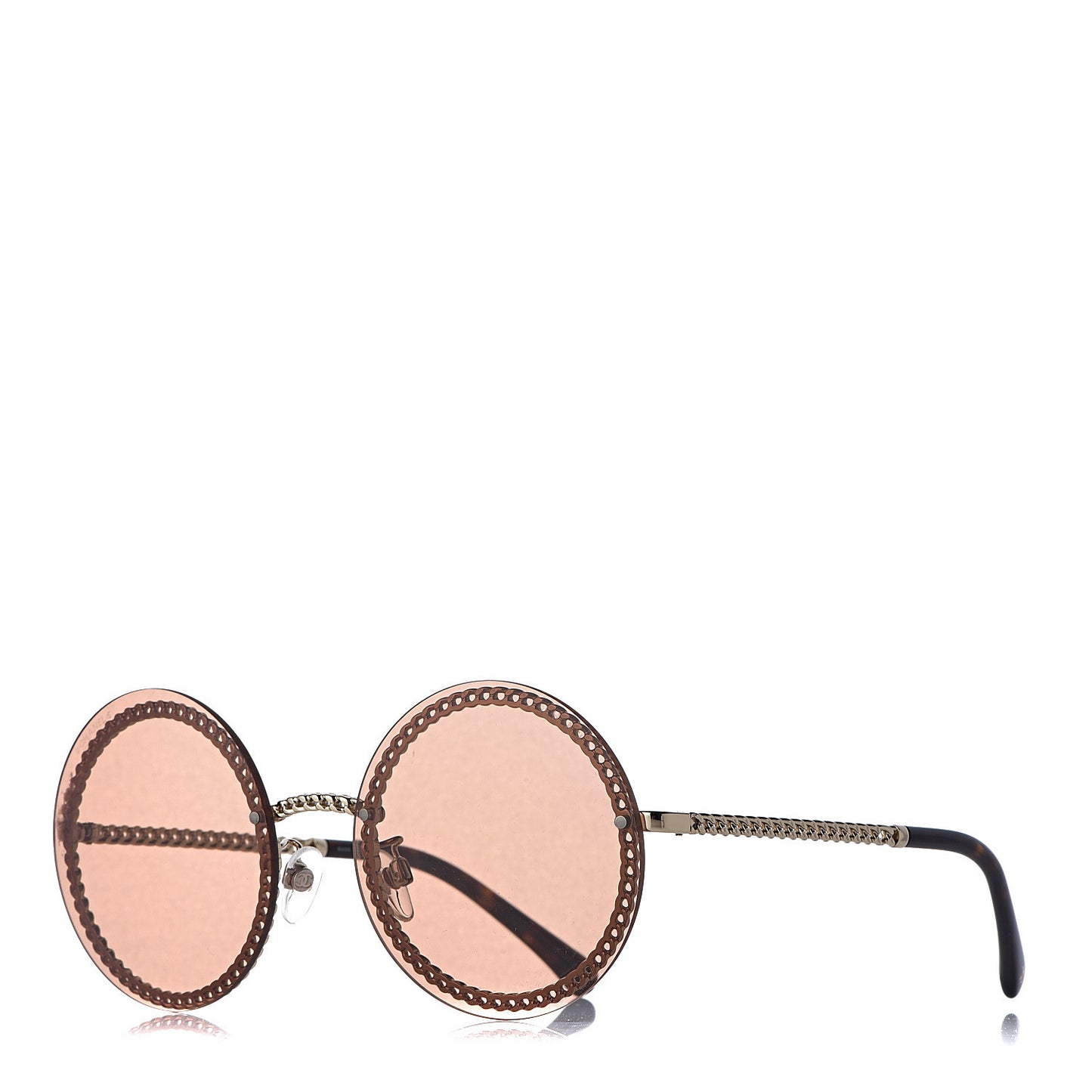 Chain Round Sunglasses 4245 Brown Gold