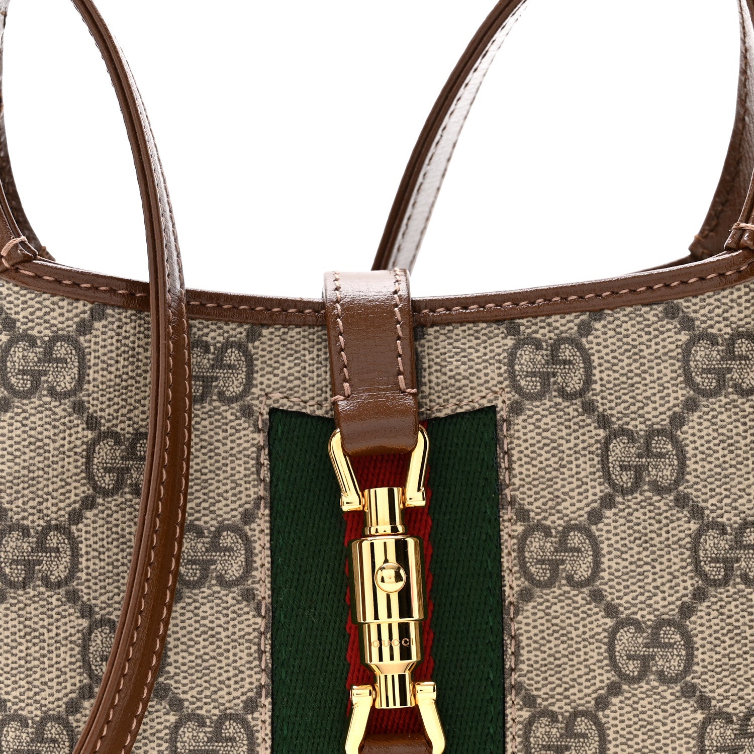 Gucci GG Supreme Monogram Azalea Calfskin Web Mini Jackie 1961 Hobo Beige Ebony Brown Sugar 8 of 11