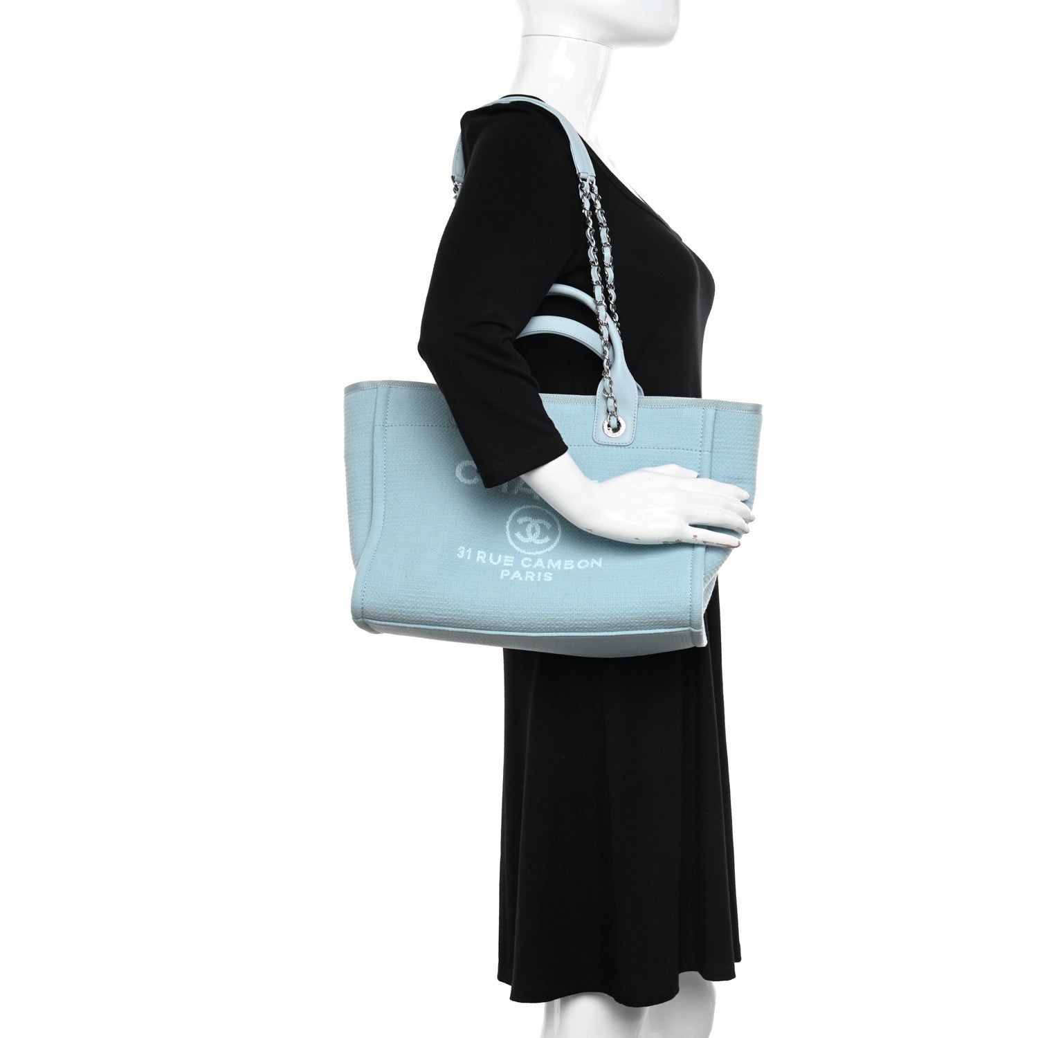 Chanel Mixed Fibers Small Deauville Tote Light Blue 2 of 11