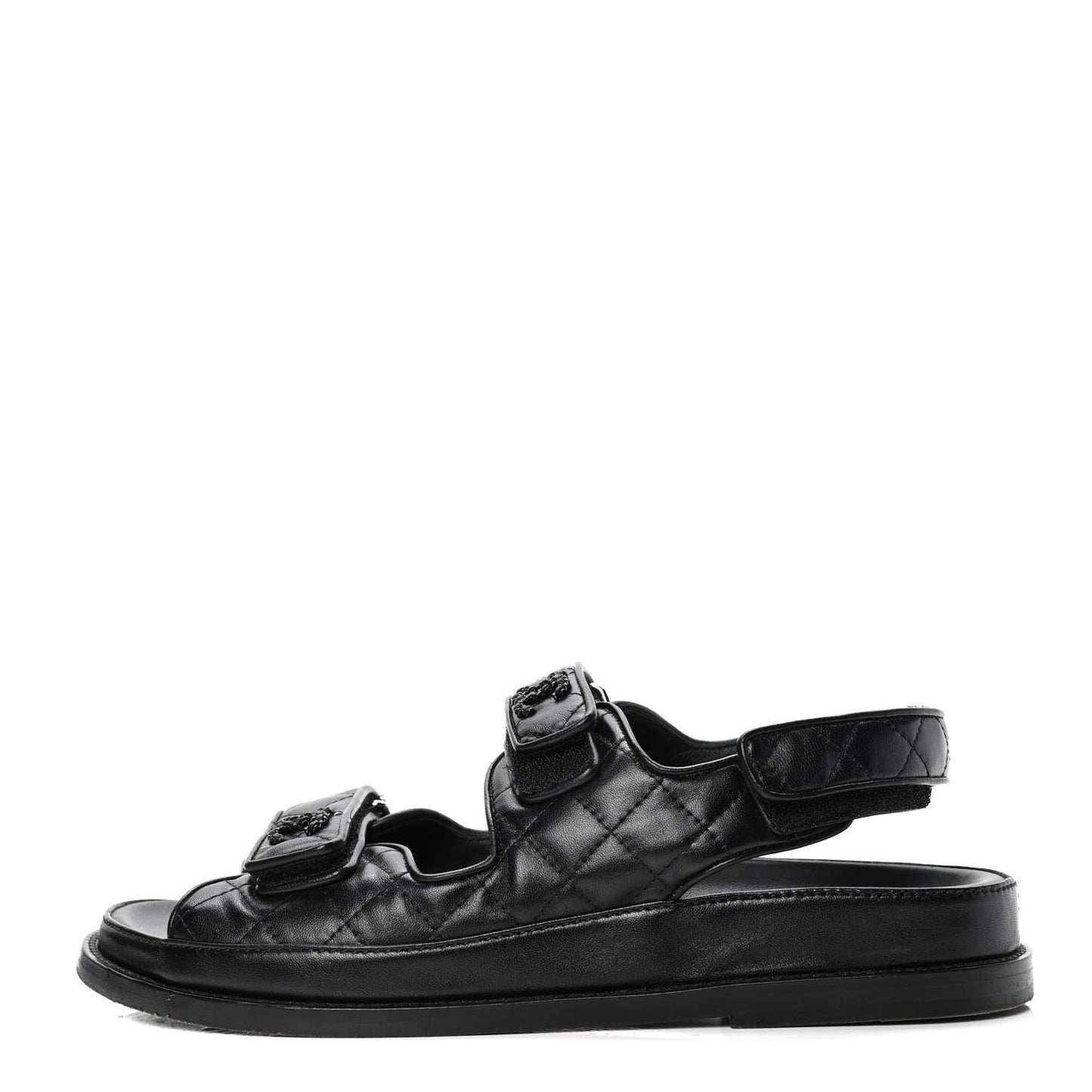 Lambskin Velcro Dad Sandals 39 Black