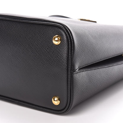 Prada Saffiano Cuir Medium Panier Bucket Bag Black Fuoco 9 of 9