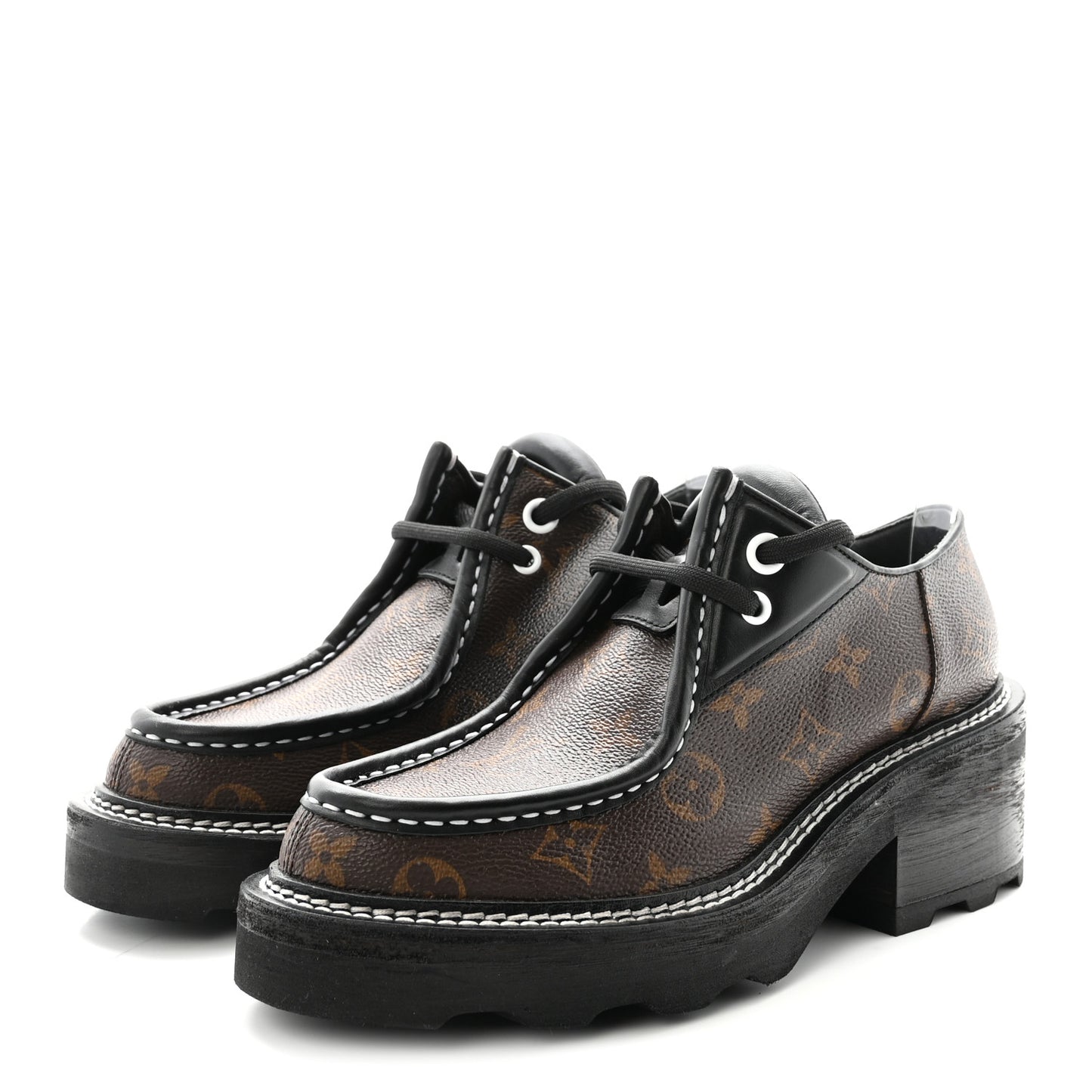Monogram Calfskin Beaubourg Platform Derby Shoes 37.5 Brown