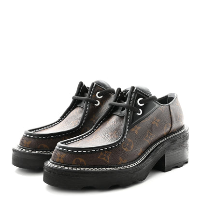 Louis Vuitton Monogram Calfskin Beaubourg Platform Derby Shoes 37.5 Brown 4 of 10