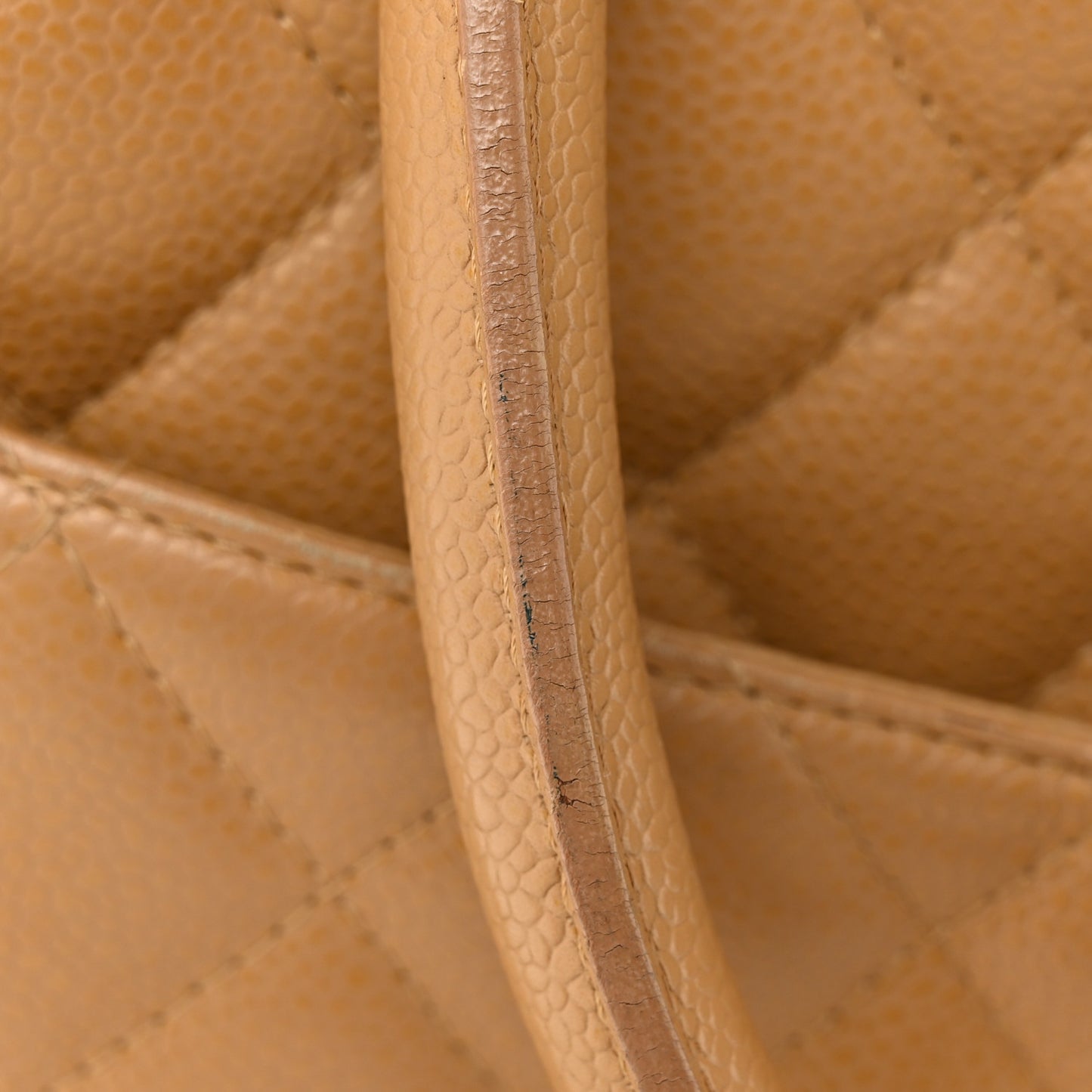 Caviar Quilted Large Bowler Bag Beige