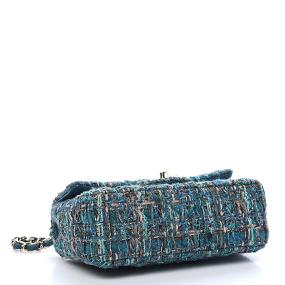 Chanel Tweed Quilted Egyptian Mini Rectangular Flap Turquoise 4 of 9