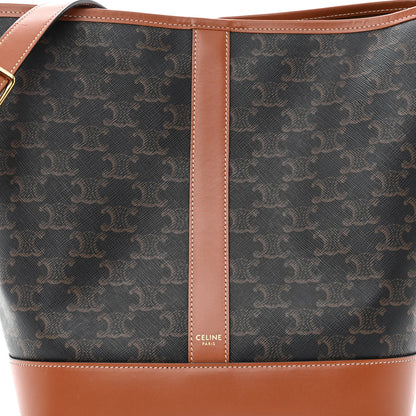 Celine Triomphe Canvas Calfskin Small Bucket Bag Tan 9 of 11