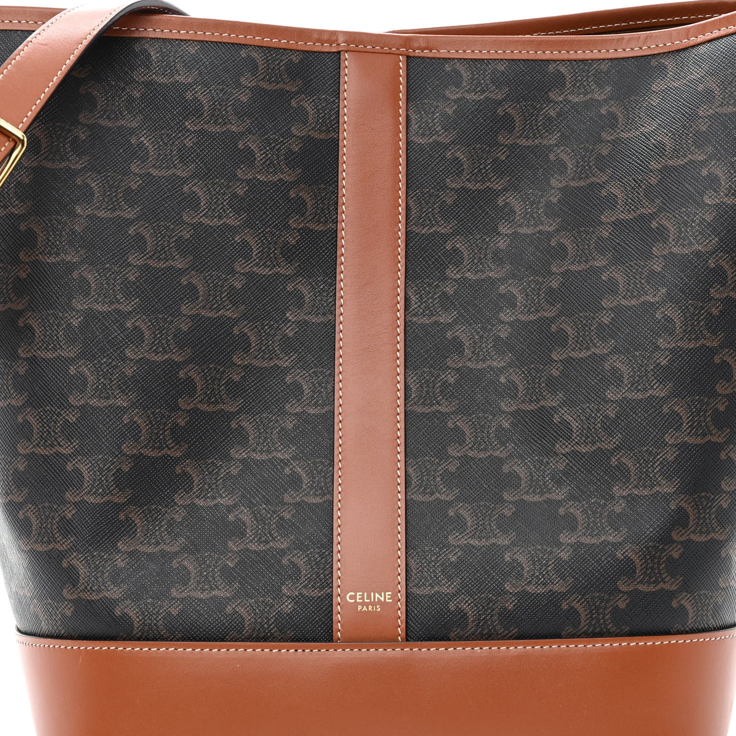 Celine Triomphe Canvas Calfskin Small Bucket Bag Tan 9 of 11