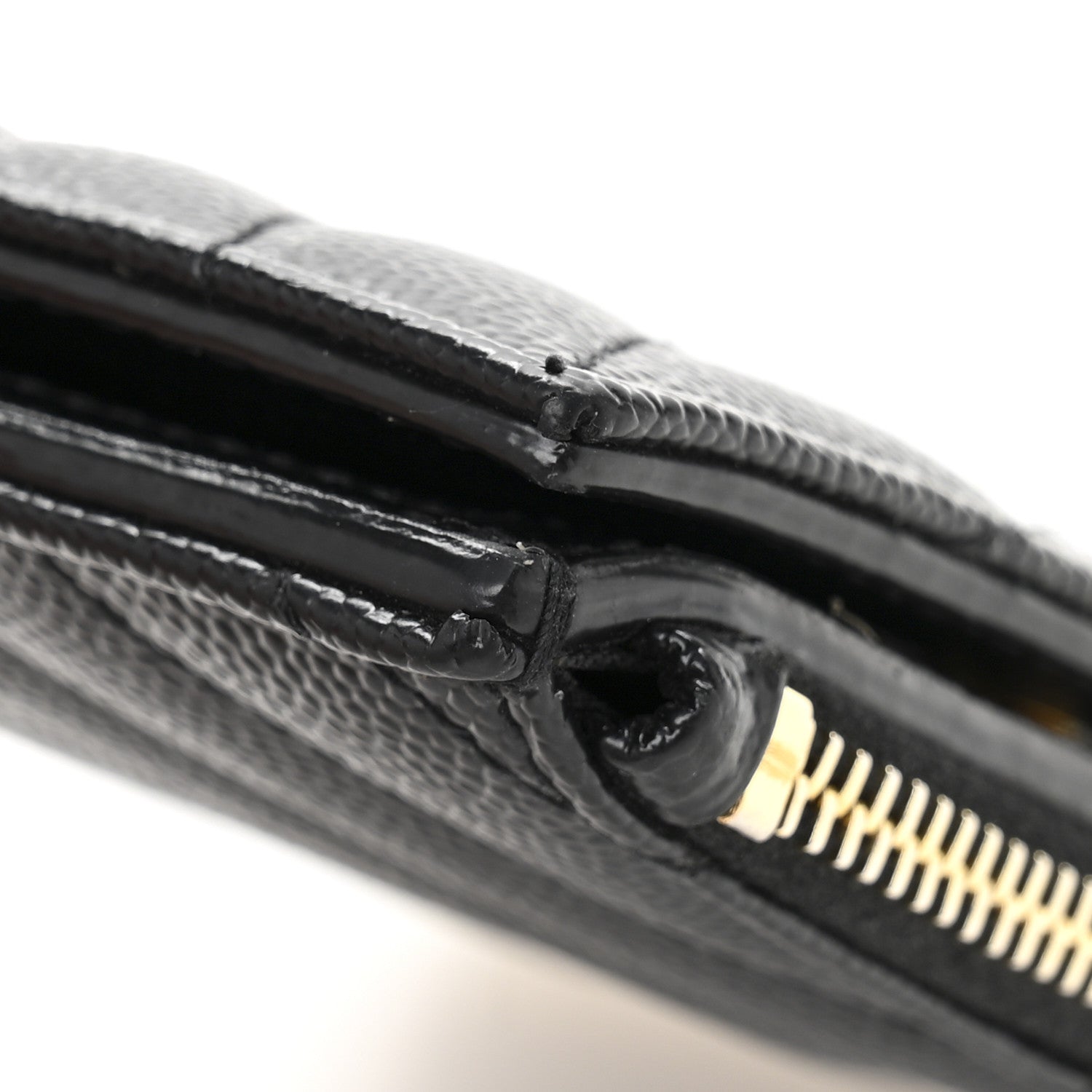 Saint Laurent Grain De Poudre Matelasse Chevron Monogram Zipped Card Case Black 9 of 10