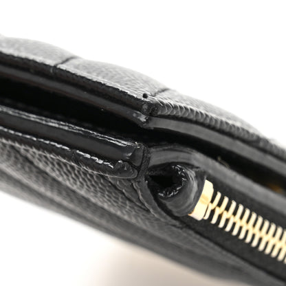 Saint Laurent Grain De Poudre Matelasse Chevron Monogram Zipped Card Case Black 9 of 10
