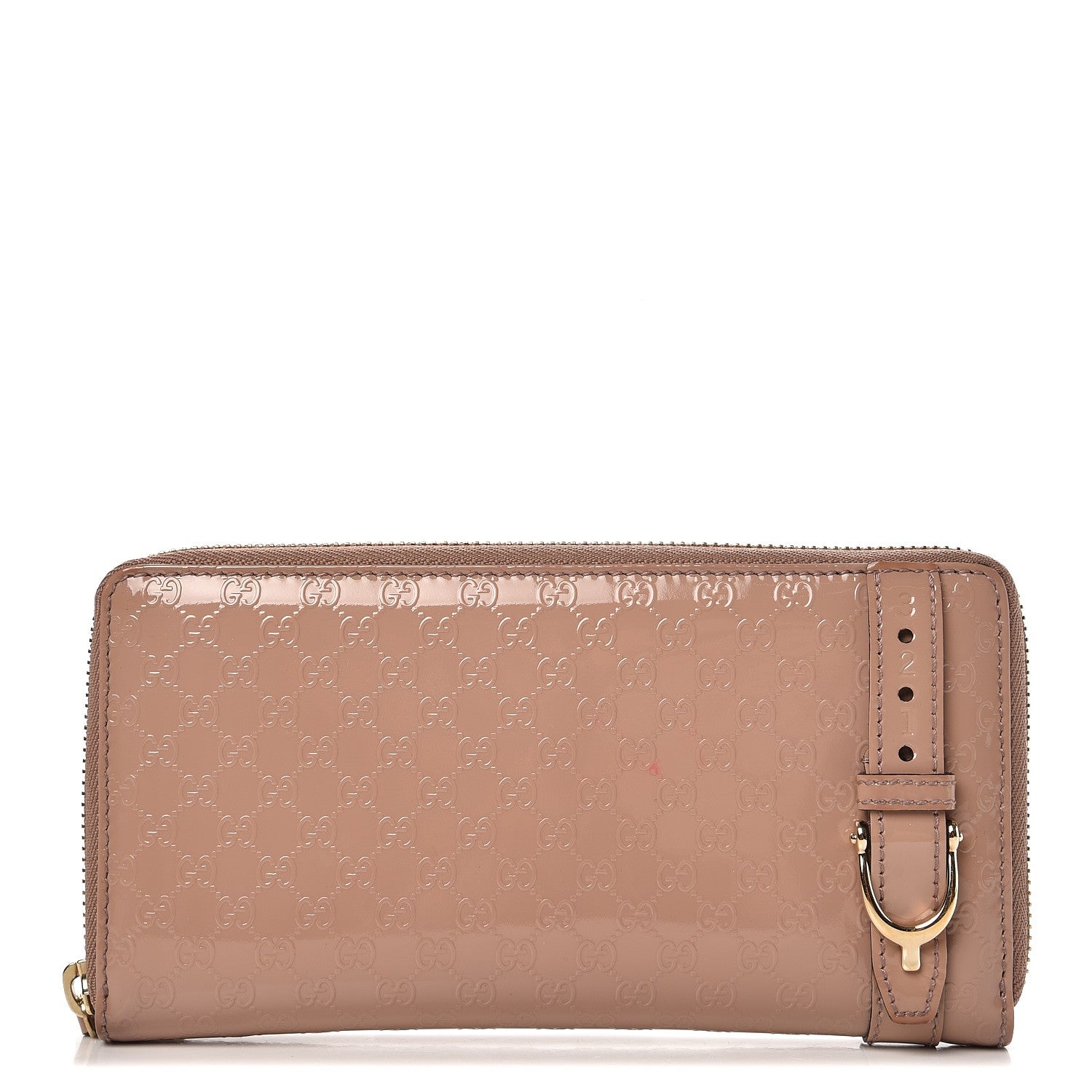 Gucci Patent Microguccissima Nice Zip Around Wallet Dark Cipria 1 of 10